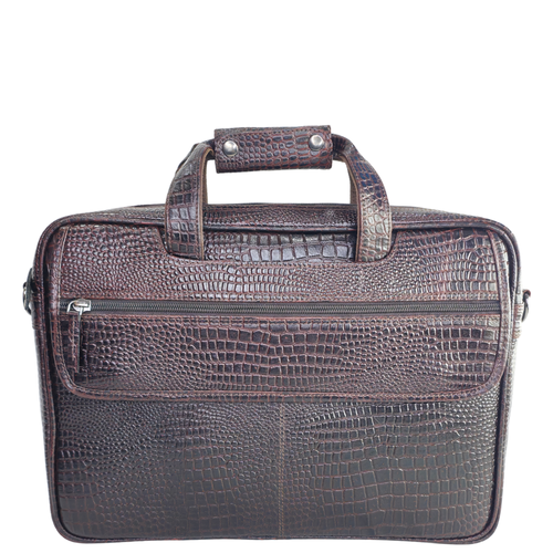 Tanhood Lucca Dark Brown Genuine Leather Croco Pattern Laptop Bag | Professional Office Messenger Bag for Men | Shoulder & Hand Carry Briefcase