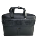 Tanhood Taranto Black Genuine Leather Croco Pattern Laptop Bag | Professional Office Messenger Bag for Men | Shoulder & Hand Carry Briefcase