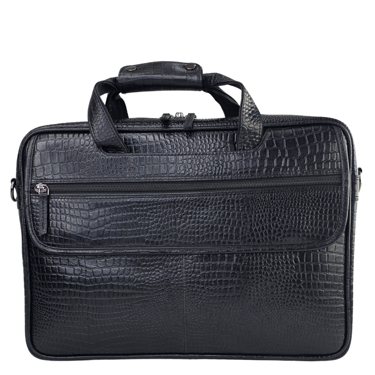 Tanhood Lucca Black Genuine Leather Croco Pattern Laptop Bag | Professional Office Messenger Bag for Men | Shoulder & Hand Carry Briefcase