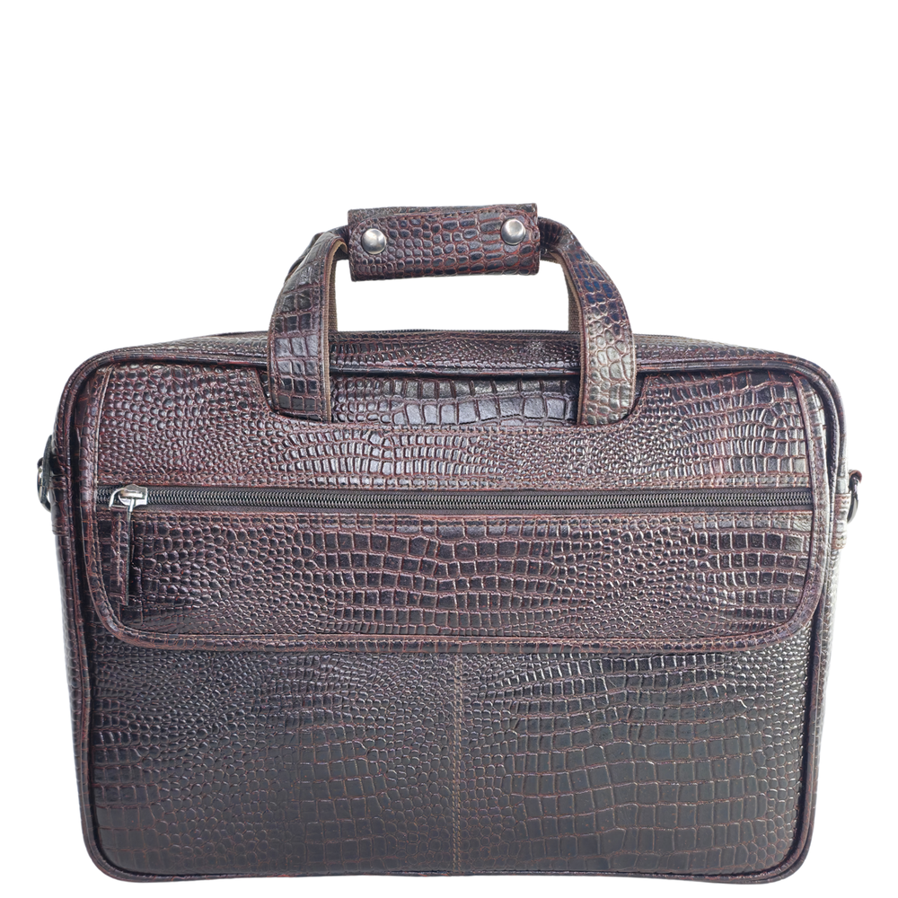 Tanhood Lucca Dark Brown Genuine Leather Croco Pattern Laptop Bag | Professional Office Messenger Bag for Men | Shoulder & Hand Carry Briefcase