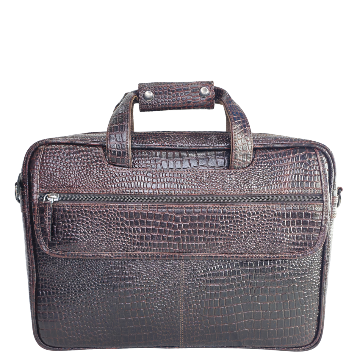 Tanhood Lucca Dark Brown Genuine Leather Croco Pattern Laptop Bag | Professional Office Messenger Bag for Men | Shoulder & Hand Carry Briefcase