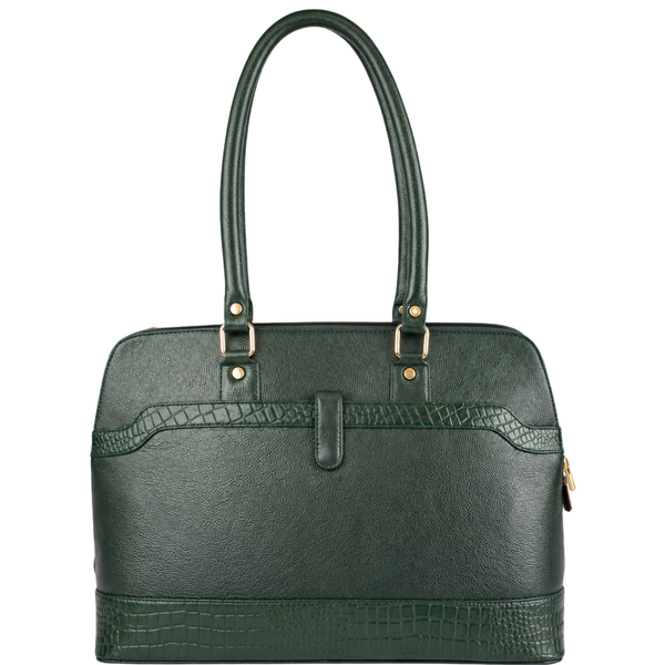 Tanhood Modica Dark Green Genuine Leather Solid Women Tote Bag | Office Shoulder Handbag for Work, Travel & Everyday Use