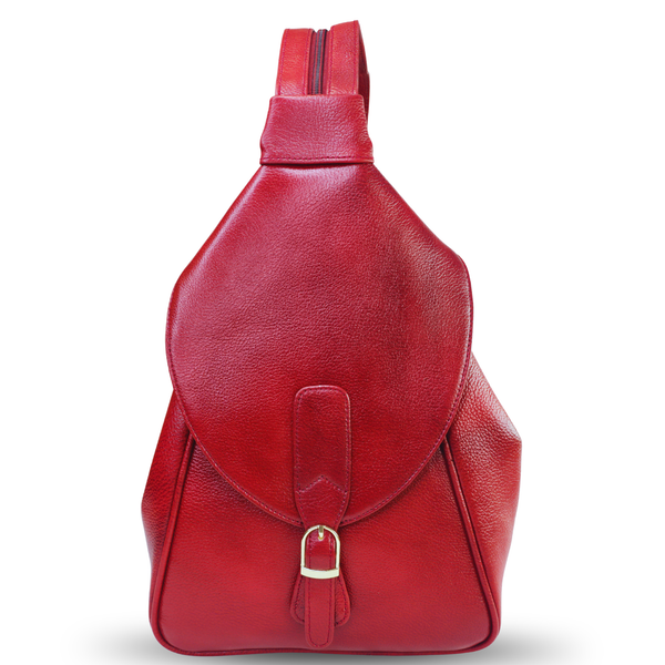 Tanhood Savona Cherry Red Genuine Leather Croco Pattern 2-in-1 Convertible Backpack & Tote Bag for Women | Stylish Travel & Daily Use Backpack Purse