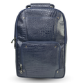 TANHOOD Foligno Genuine Leather Laptop Backpack - Navy Blue Croco Embossed Structured Backpack for Office, Travel & Everyday Carry
