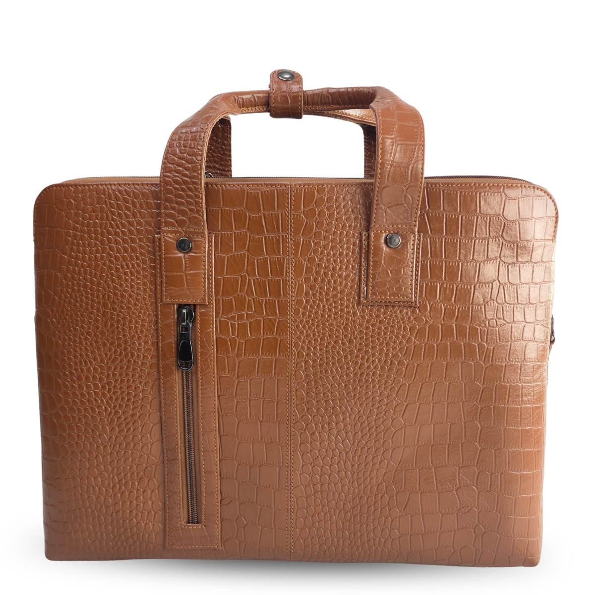Tanhood Palermo Light Brown Genuine Leather Croco Pattern Laptop Bag | Professional Office Messenger Bag for Men | Shoulder & Hand Carry Briefcase