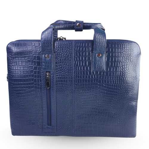 TANHOOD Palermo Genuine Leather Laptop Bag – Navy Blue Croco