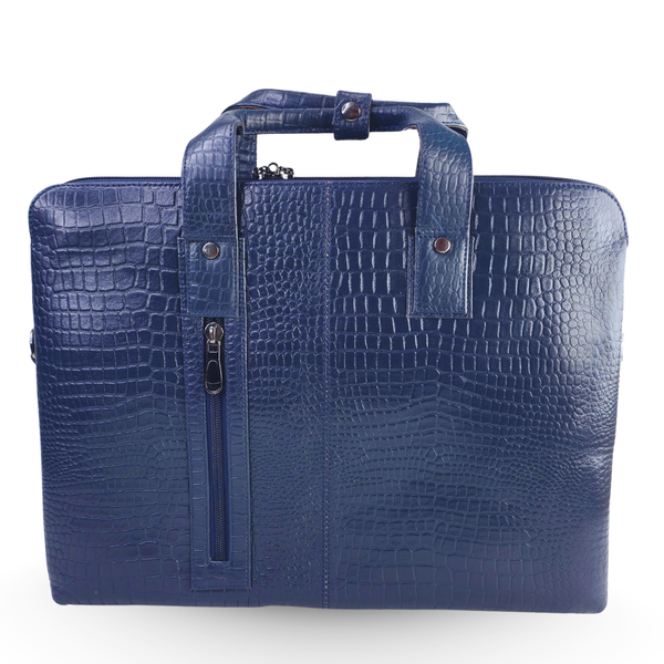 TANHOOD Palermo Genuine Leather Laptop Bag – Navy Blue Croco