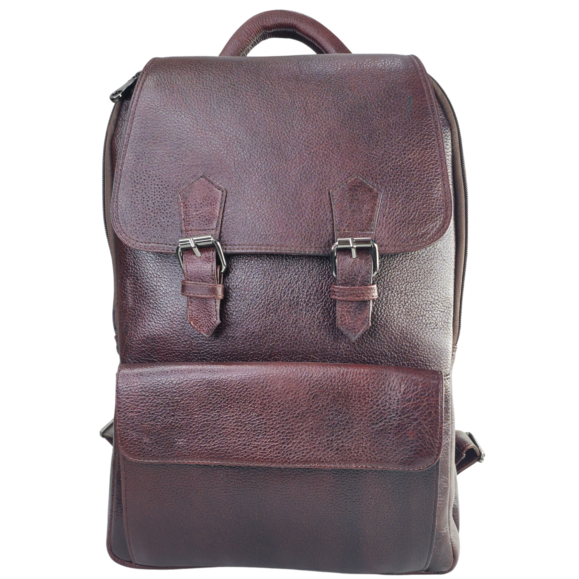 TANHOOD Avellino Genuine Leather Laptop Backpack - Dark Brown Solid Pattern Structured Backpack for Office, Travel & Everyday Carry