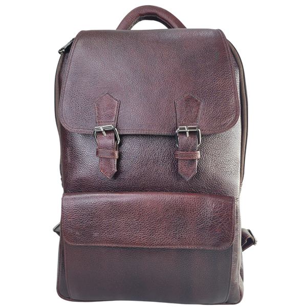 TANHOOD Avellino Genuine Leather Laptop Backpack - Dark Brown Solid Pattern Structured Backpack for Office, Travel & Everyday Carry