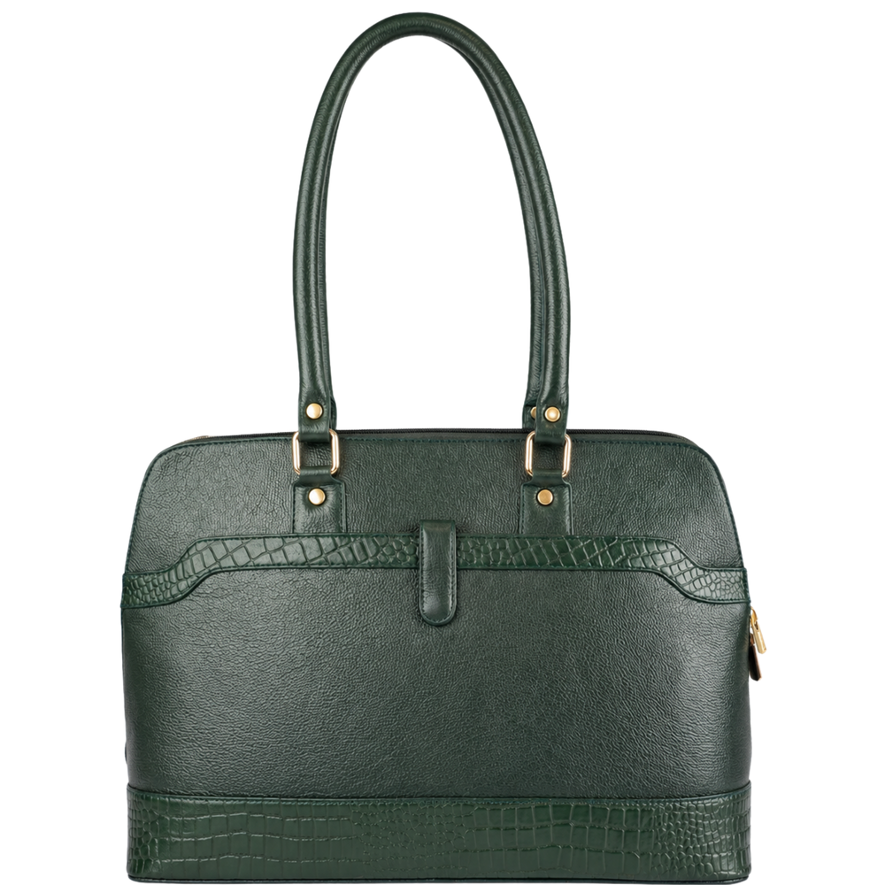 Tanhood Modica Dark Green Genuine Leather Solid Women Tote Bag | Office Shoulder Handbag for Work, Travel & Everyday Use