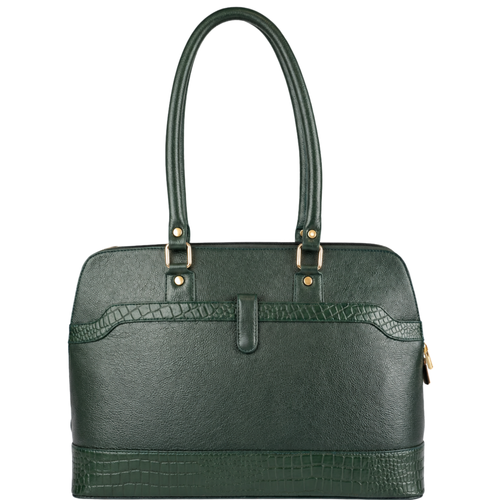 Tanhood Modica Dark Green Genuine Leather Solid Women Tote Bag | Office Shoulder Handbag for Work, Travel & Everyday Use