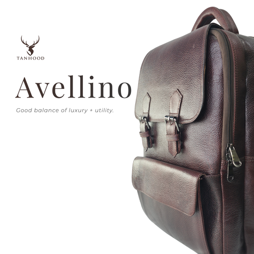 TANHOOD Avellino Genuine Leather Laptop Backpack - Dark Brown Solid Pattern Structured Backpack for Office, Travel & Everyday Carry