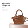 Tanhood Vittoria Light Brown Genuine Leather Croco Pattern Women Top Handle Handbag
