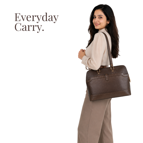 Tanhood Modica Light Brown Genuine Leather Solid Women Tote Bag | Office Shoulder Handbag for Work, Travel & Everyday Use