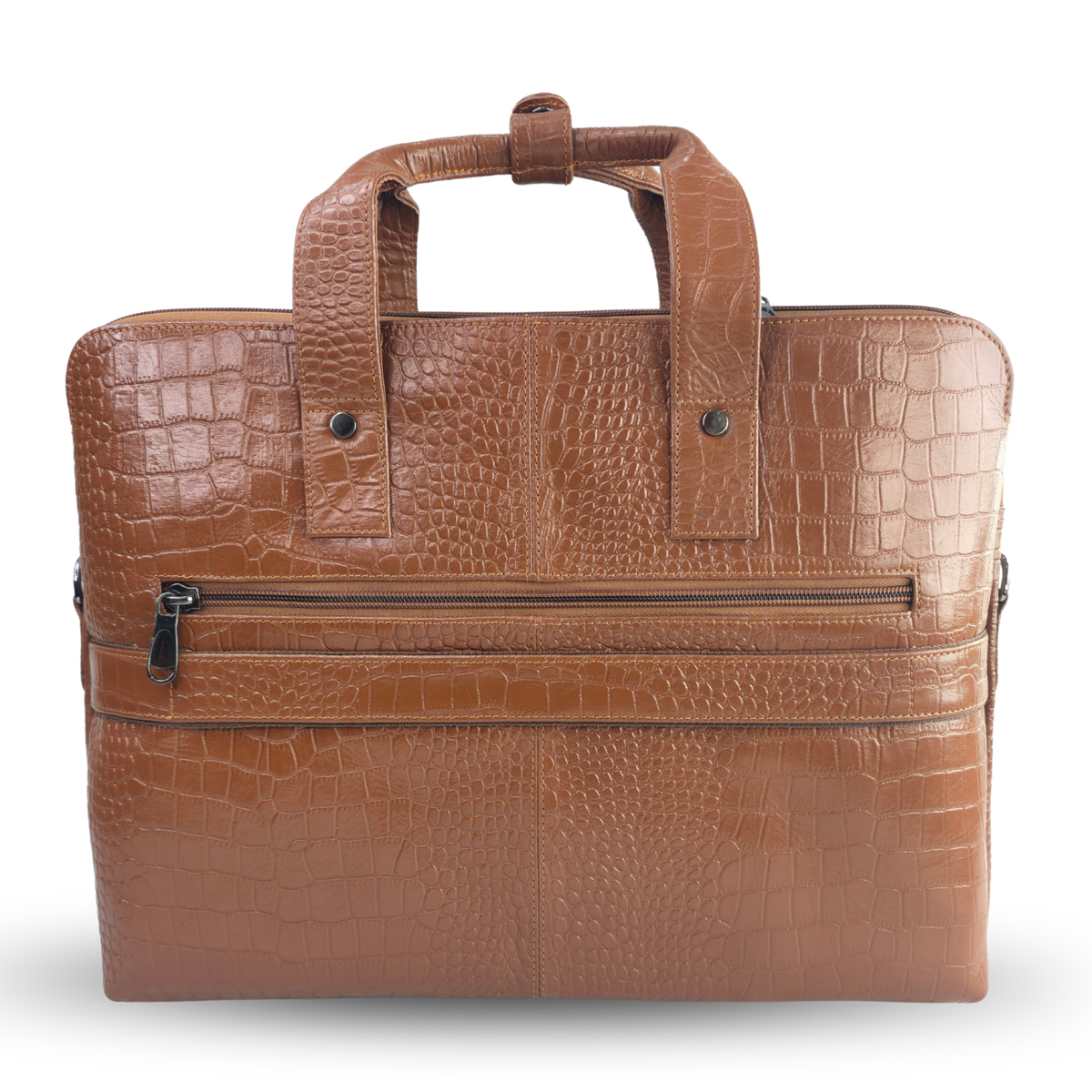 Tanhood Palermo Light Brown Genuine Leather Croco Pattern Laptop Bag | Professional Office Messenger Bag for Men | Shoulder & Hand Carry Briefcase