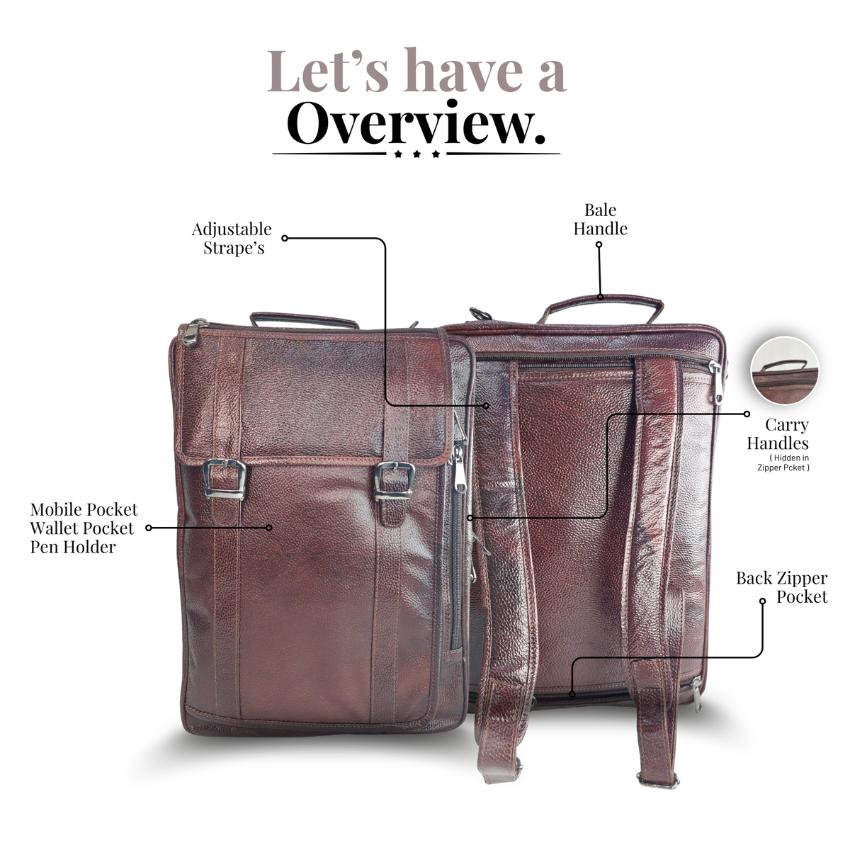 Tanhood Viareggio Dark Brown Genuine Leather Convertible Laptop Bag & Backpack for Men | 2-in-1 Office Messenger Bag | Fits 15.6 Inch Laptop | Multi Compartment Business Travel Bag