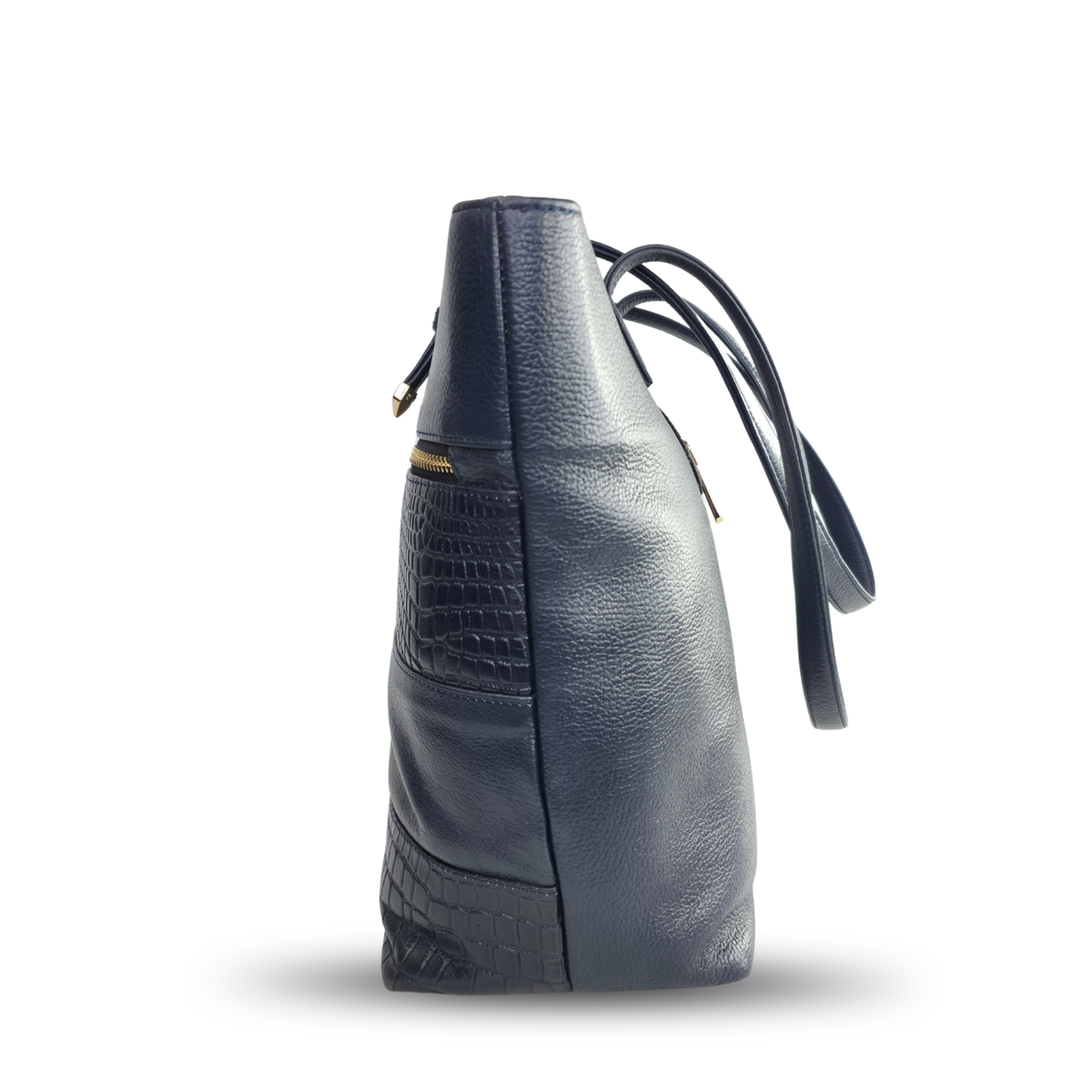 Tanhood Milan Navy Blue Genuine Leather Solid & Croco Pattern Women Tote Bag | Office Shoulder Handbag for Work, Travel & Everyday Carry