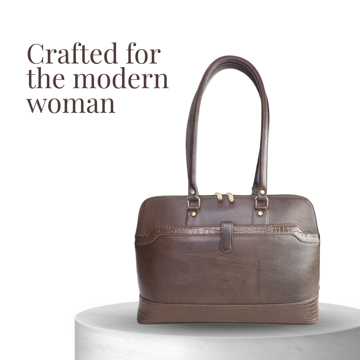 Tanhood Modica Dark Brown Genuine Leather Solid Women Tote Bag | Office Shoulder Handbag for Work, Travel & Everyday Use