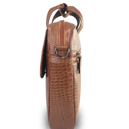 Tanhood Lucca Light Brown Genuine Leather Croco Pattern Laptop Bag | Professional Office Messenger Bag for Men | Shoulder & Hand Carry Briefcase