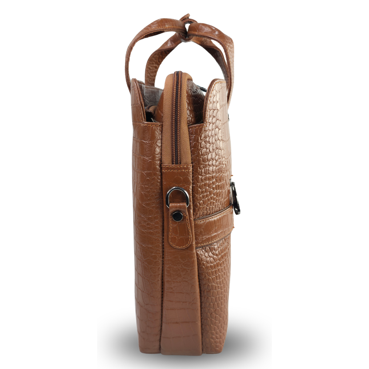 Tanhood Palermo Light Brown Genuine Leather Croco Pattern Laptop Bag | Professional Office Messenger Bag for Men | Shoulder & Hand Carry Briefcase