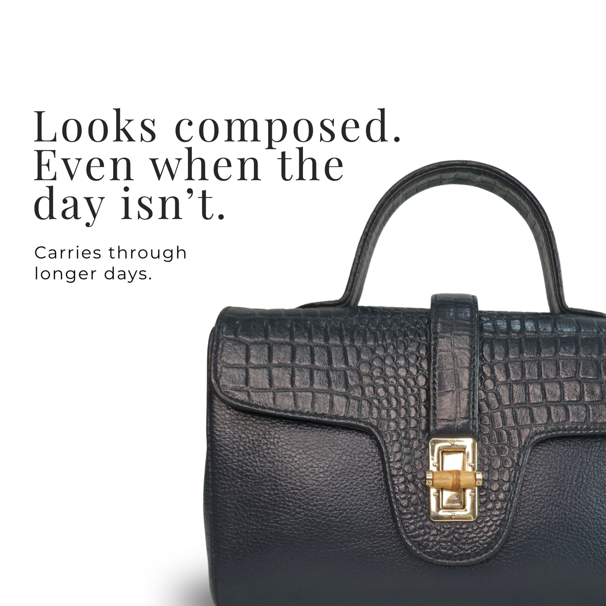 Tanhood Prato Black Genuine Leather Croco & Solid Pattern Women Top Handle Sling Bag