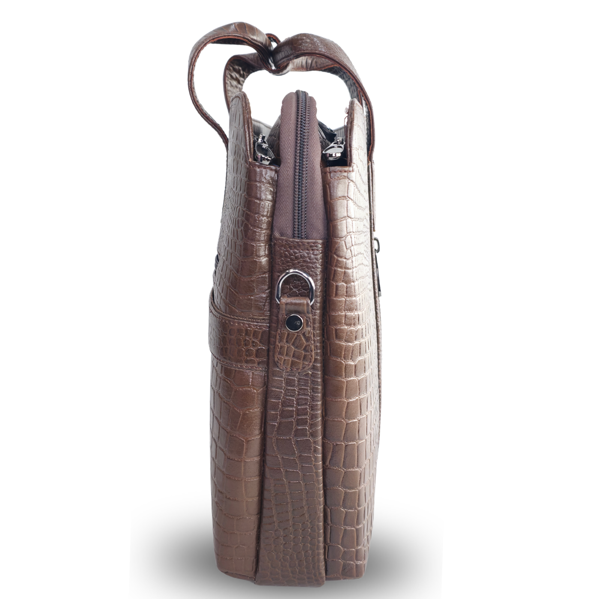 Tanhood Palermo Dark Brown Genuine Leather Croco Pattern Laptop Bag | Professional Office Messenger Bag for Men | Shoulder & Hand Carry Briefcase