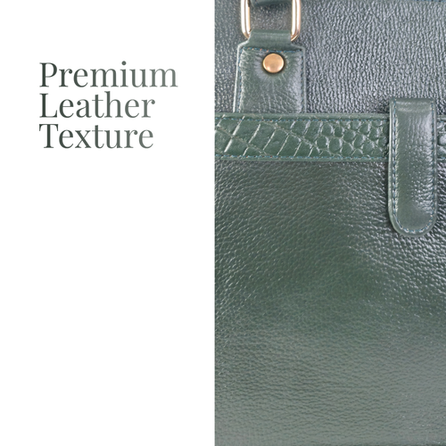 Tanhood Modica Dark Green Genuine Leather Solid Women Tote Bag | Office Shoulder Handbag for Work, Travel & Everyday Use