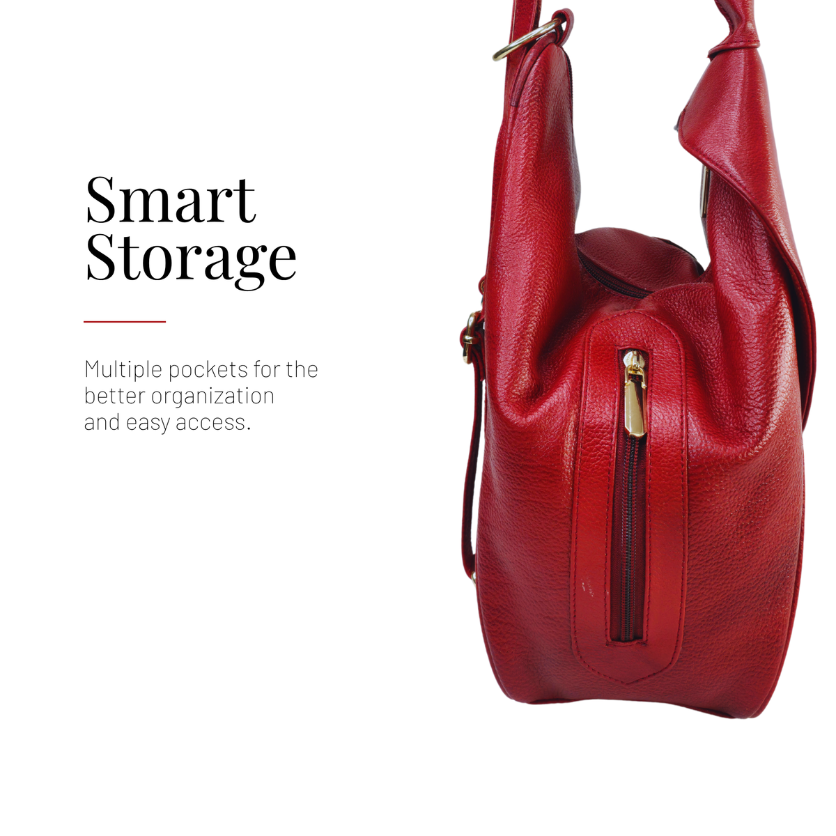 Tanhood Savona Cherry Red Genuine Leather Croco Pattern 2-in-1 Convertible Backpack & Tote Bag for Women | Stylish Travel & Daily Use Backpack Purse