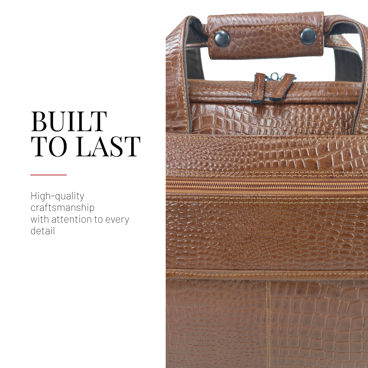 Tanhood Lucca Light Brown Genuine Leather Croco Pattern Laptop Bag | Professional Office Messenger Bag for Men | Shoulder & Hand Carry Briefcase