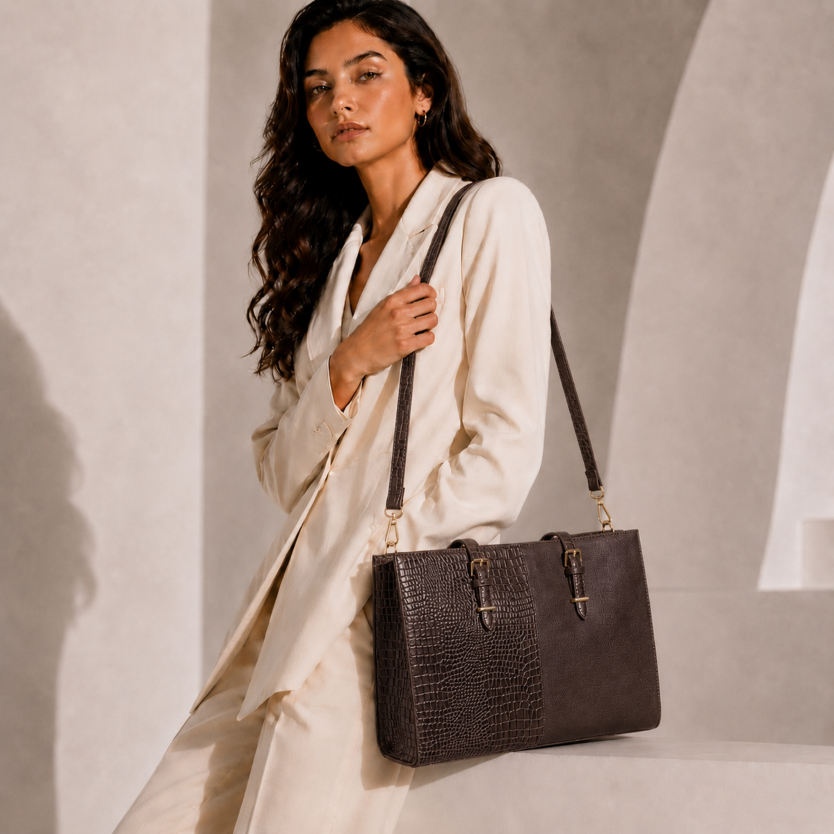 TANHOOD Latina Women's Leather Tote – Dark Brown