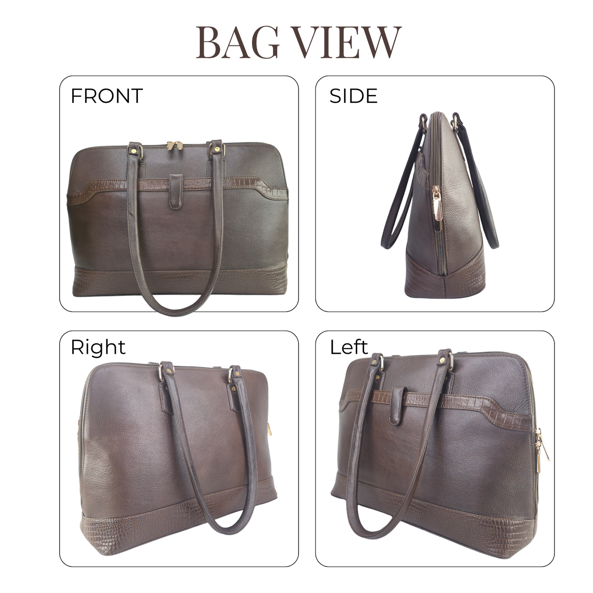 Tanhood Modica Dark Brown Genuine Leather Solid Women Tote Bag | Office Shoulder Handbag for Work, Travel & Everyday Use