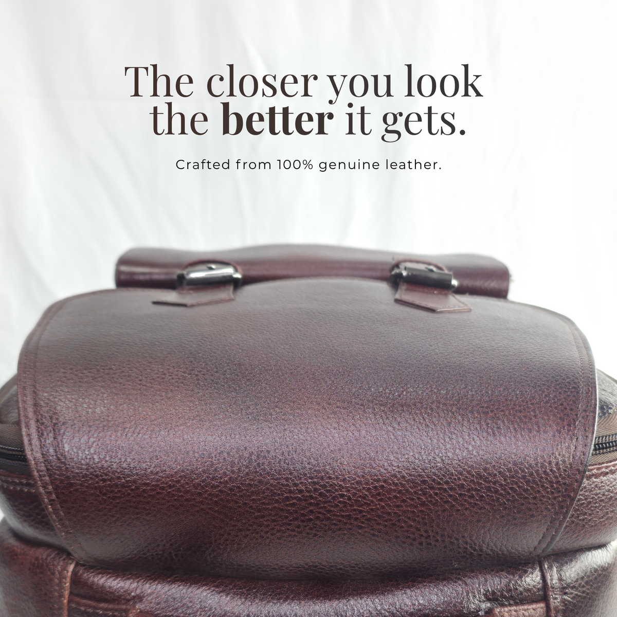 TANHOOD Avellino Genuine Leather Laptop Backpack - Dark Brown Solid Pattern Structured Backpack for Office, Travel & Everyday Carry