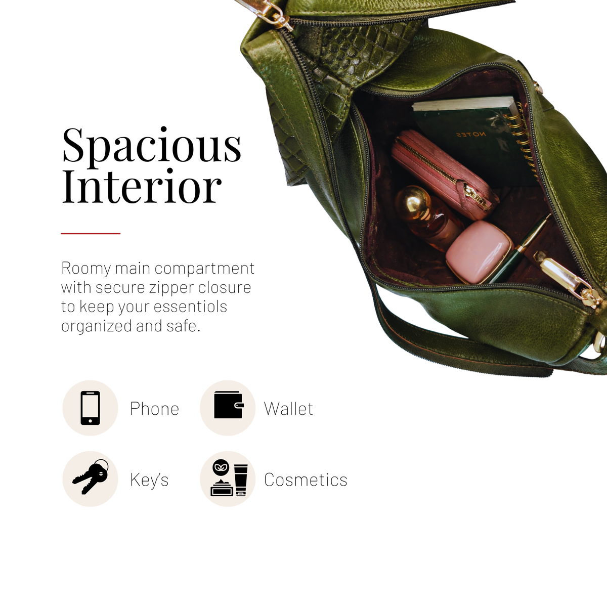 Tanhood Savona Olive Green Genuine Leather Croco Pattern 2-in-1 Convertible Backpack & Tote Bag for Women | Stylish Travel & Daily Use Backpack Purse