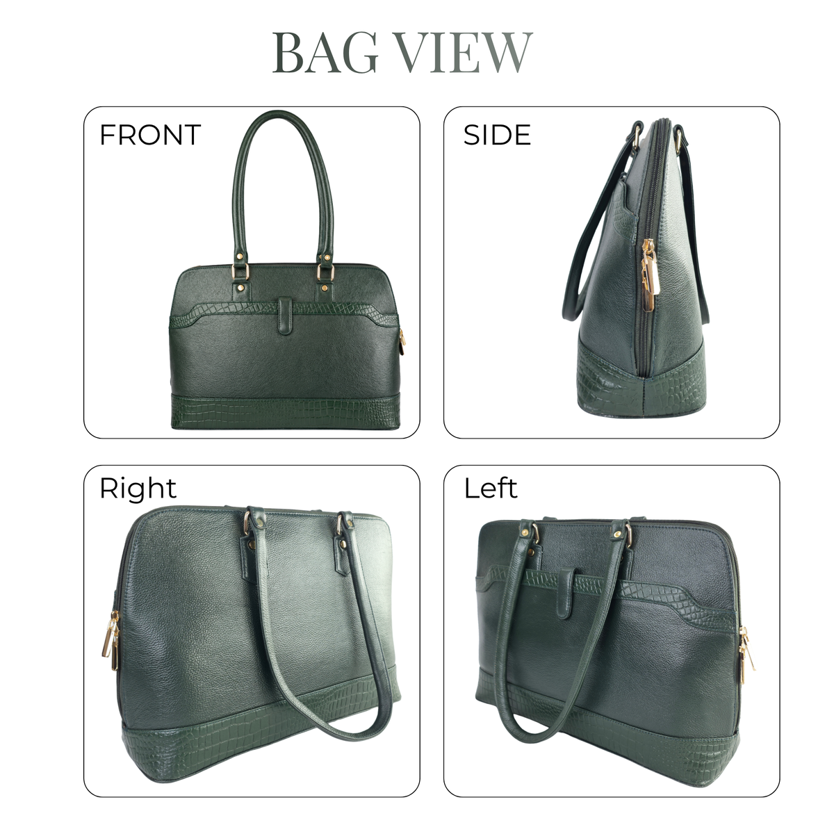 Tanhood Modica Dark Green Genuine Leather Solid Women Tote Bag | Office Shoulder Handbag for Work, Travel & Everyday Use