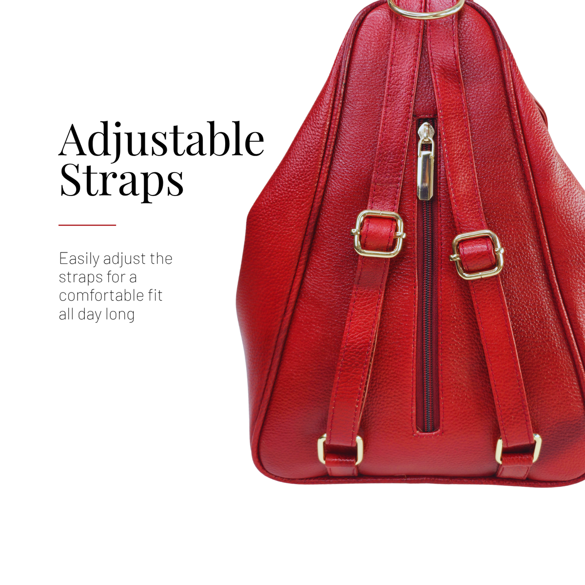 Tanhood Savona Cherry Red Genuine Leather Croco Pattern 2-in-1 Convertible Backpack & Tote Bag for Women | Stylish Travel & Daily Use Backpack Purse