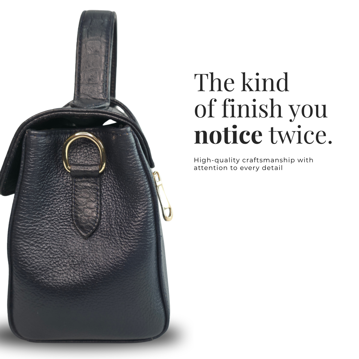 Tanhood Prato Black Genuine Leather Croco & Solid Pattern Women Top Handle Sling Bag