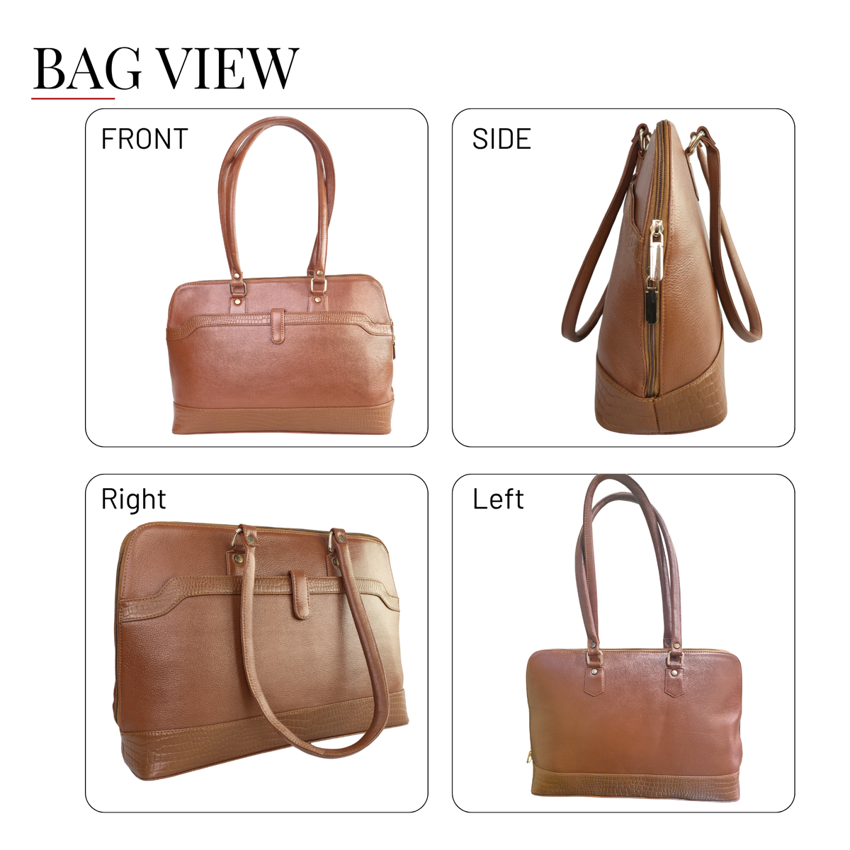 Tanhood Modica Light Brown Genuine Leather Solid Women Tote Bag | Office Shoulder Handbag for Work, Travel & Everyday Use