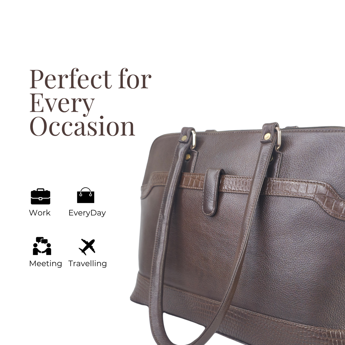 Tanhood Modica Dark Brown Genuine Leather Solid Women Tote Bag | Office Shoulder Handbag for Work, Travel & Everyday Use