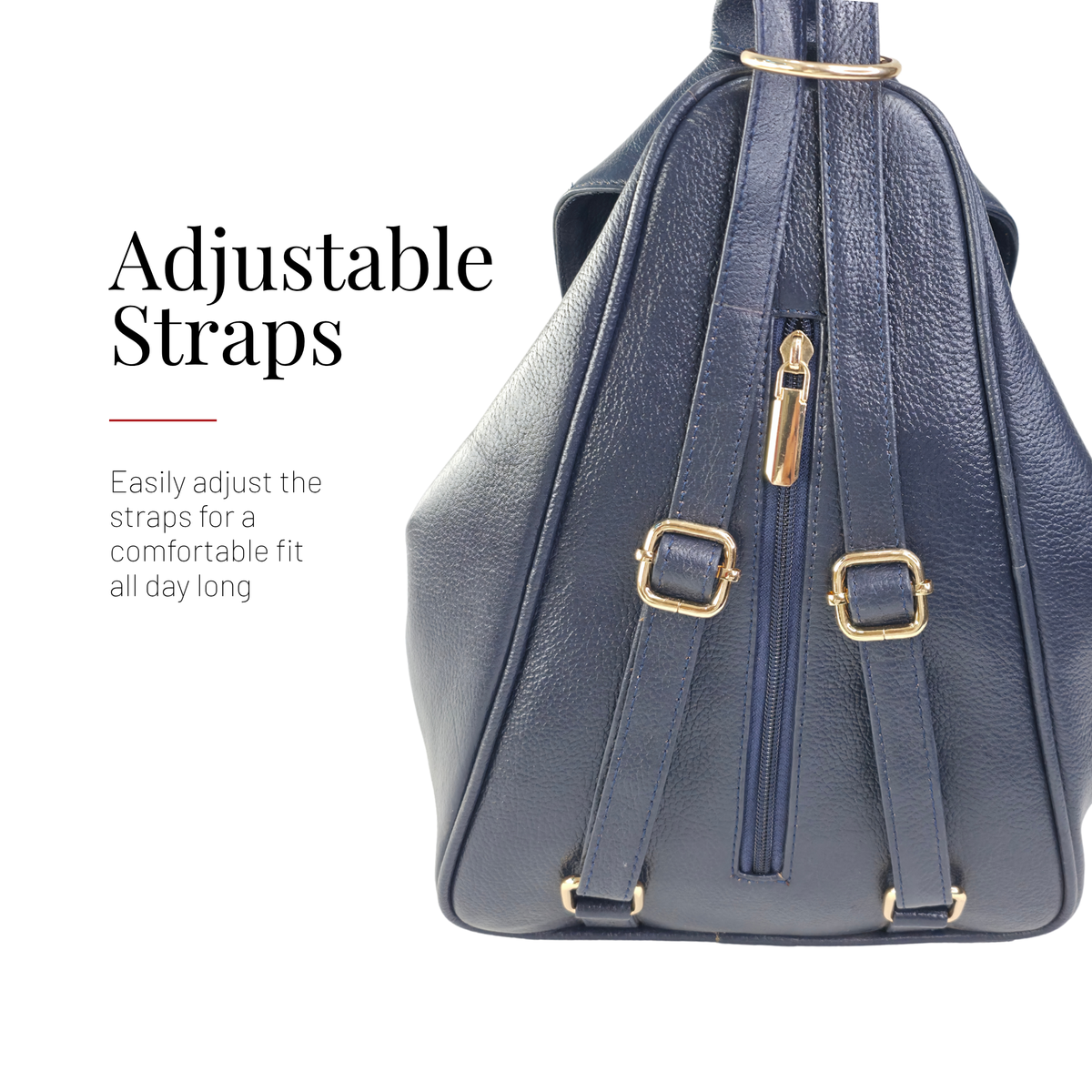 Tanhood Savona Navy Blue Genuine Leather Solid Pattern 2-in-1 Convertible Backpack & Tote Bag for Women | Stylish Travel & Daily Use Backpack Purse