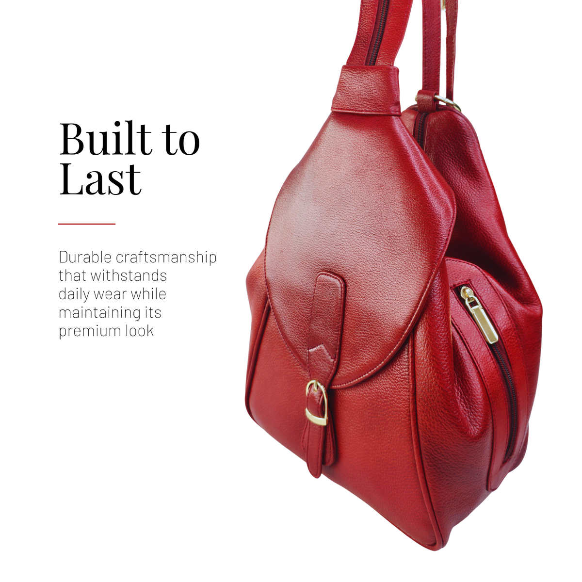 Tanhood Savona Cherry Red Genuine Leather Croco Pattern 2-in-1 Convertible Backpack & Tote Bag for Women | Stylish Travel & Daily Use Backpack Purse