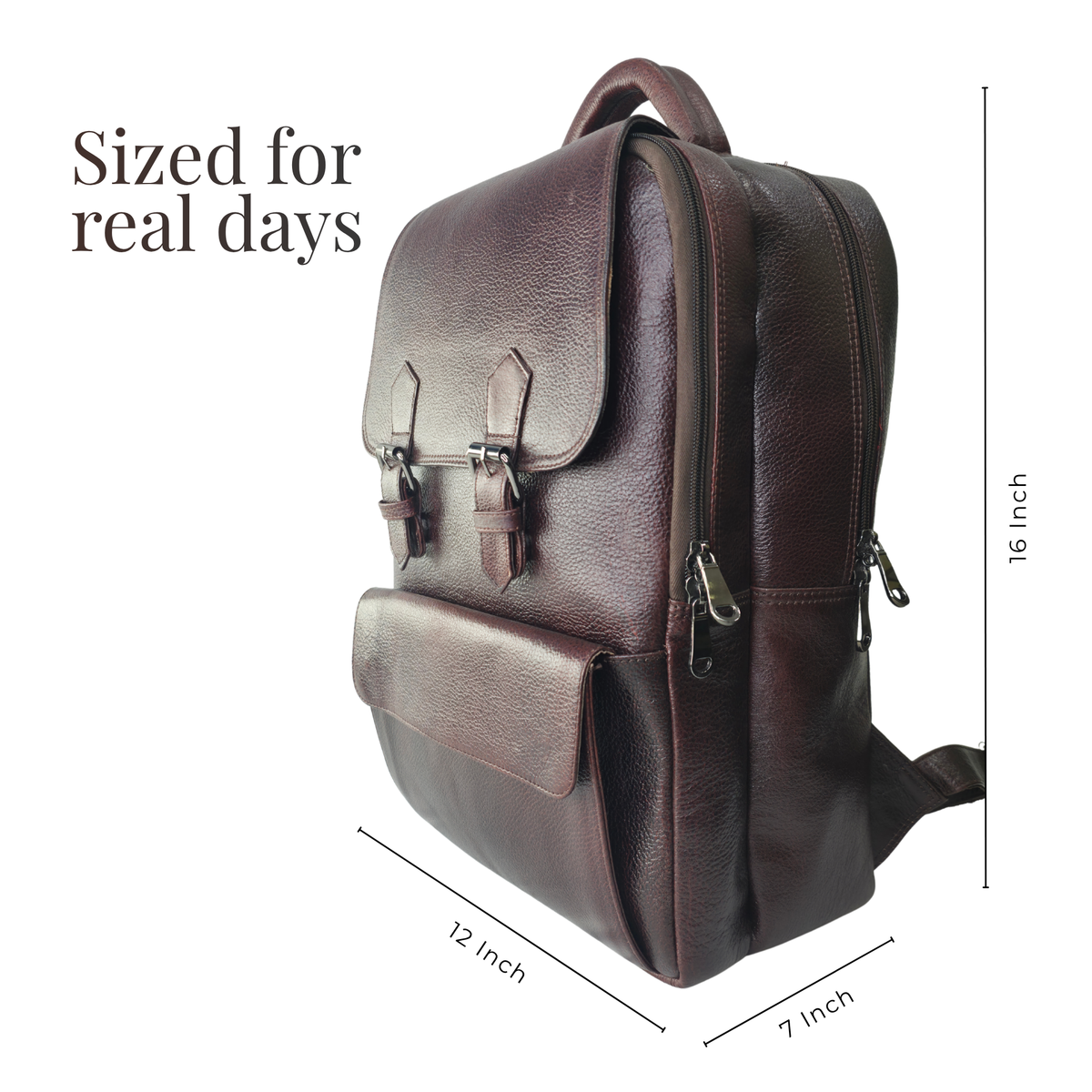 TANHOOD Avellino Genuine Leather Laptop Backpack - Dark Brown Solid Pattern Structured Backpack for Office, Travel & Everyday Carry