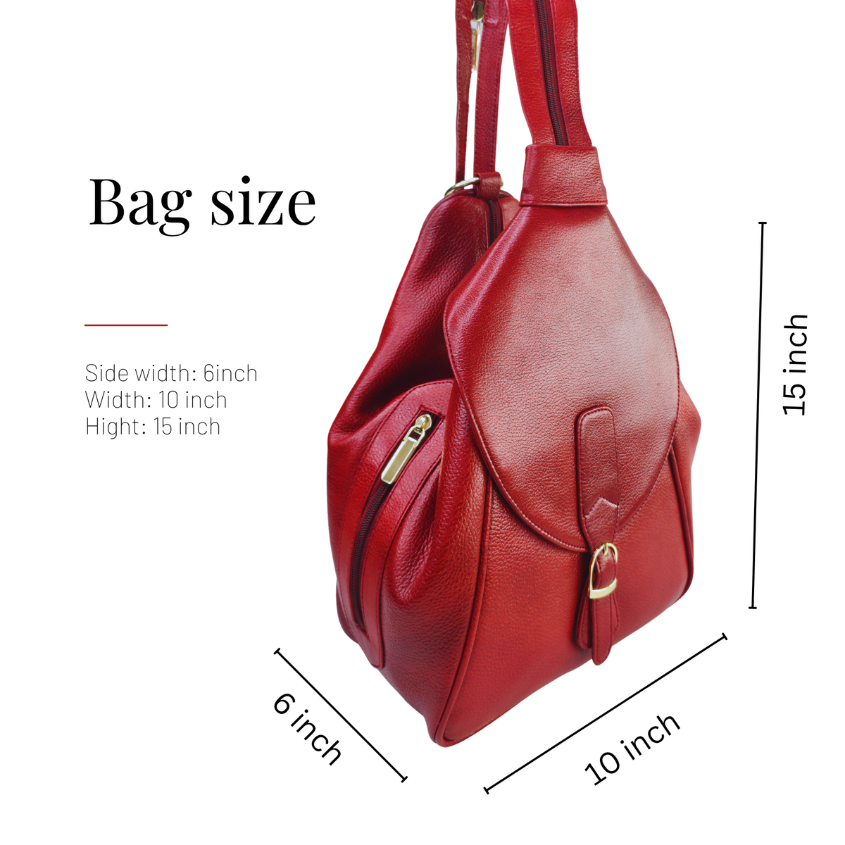 Tanhood Savona Cherry Red Genuine Leather Croco Pattern 2-in-1 Convertible Backpack & Tote Bag for Women | Stylish Travel & Daily Use Backpack Purse