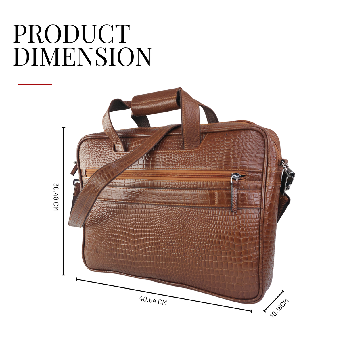 Tanhood Lucca Light Brown Genuine Leather Croco Pattern Laptop Bag | Professional Office Messenger Bag for Men | Shoulder & Hand Carry Briefcase