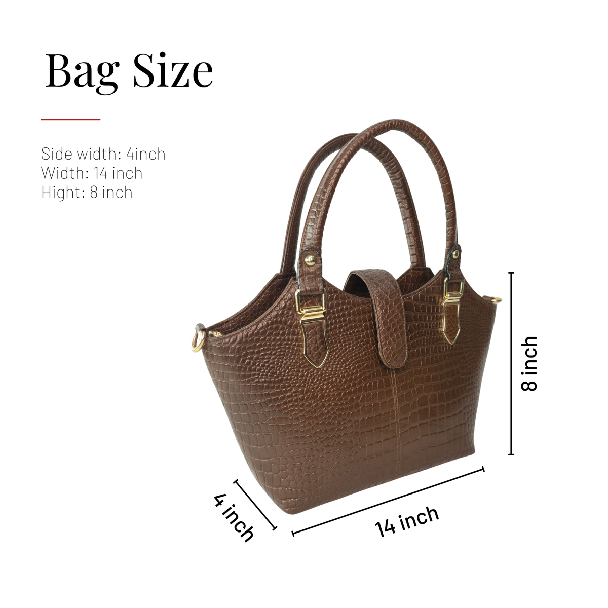 Tanhood Vittoria Dark Brown Genuine Leather Croco Pattern Women Top Handle Handbag