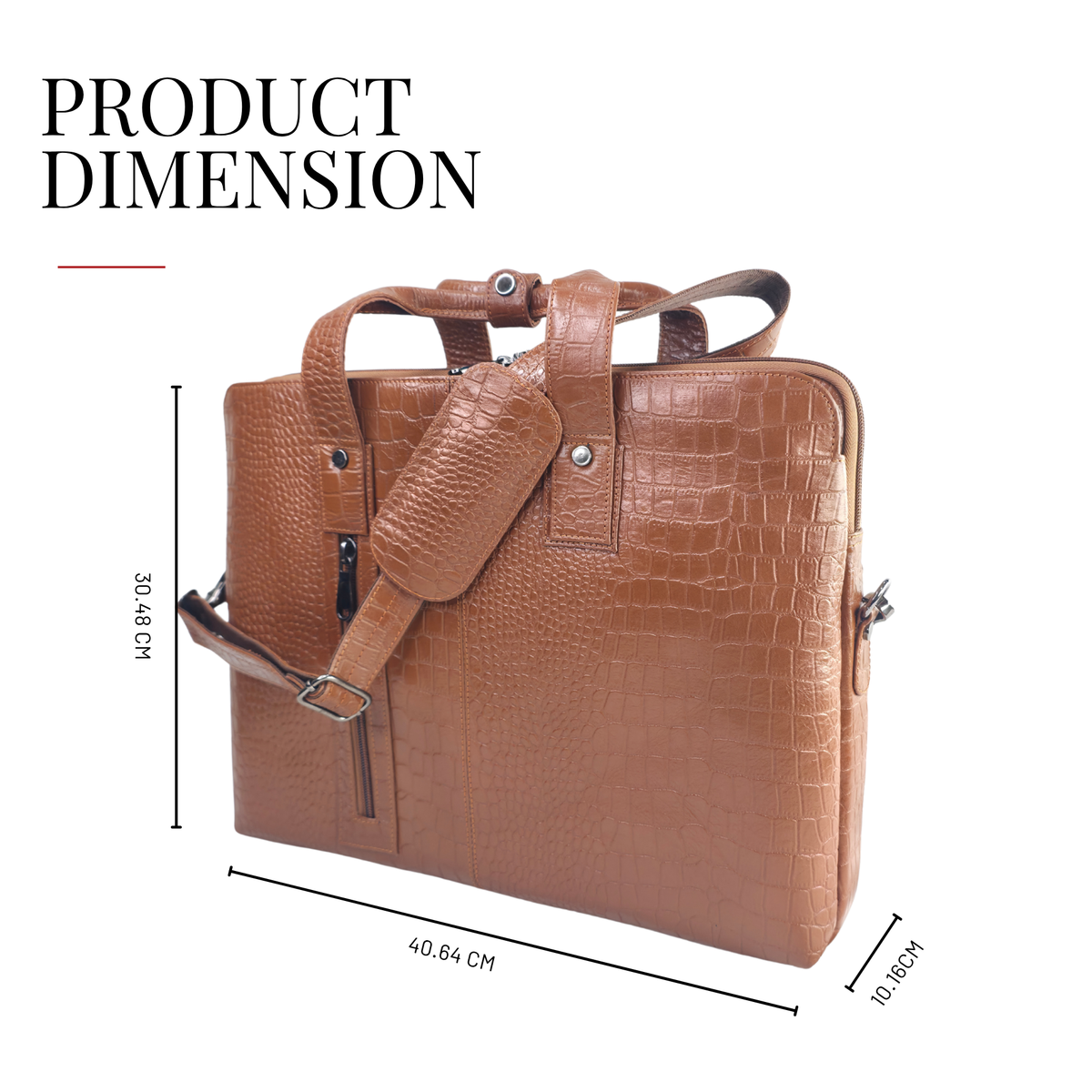 Tanhood Palermo Light Brown Genuine Leather Croco Pattern Laptop Bag | Professional Office Messenger Bag for Men | Shoulder & Hand Carry Briefcase