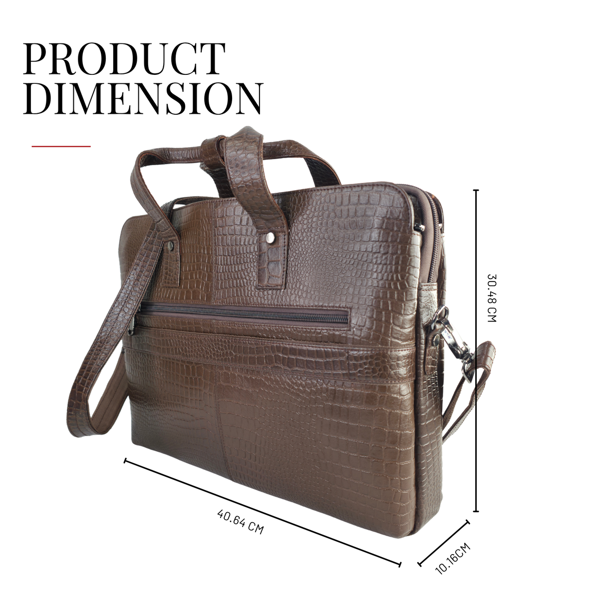 Tanhood Palermo Dark Brown Genuine Leather Croco Pattern Laptop Bag | Professional Office Messenger Bag for Men | Shoulder & Hand Carry Briefcase