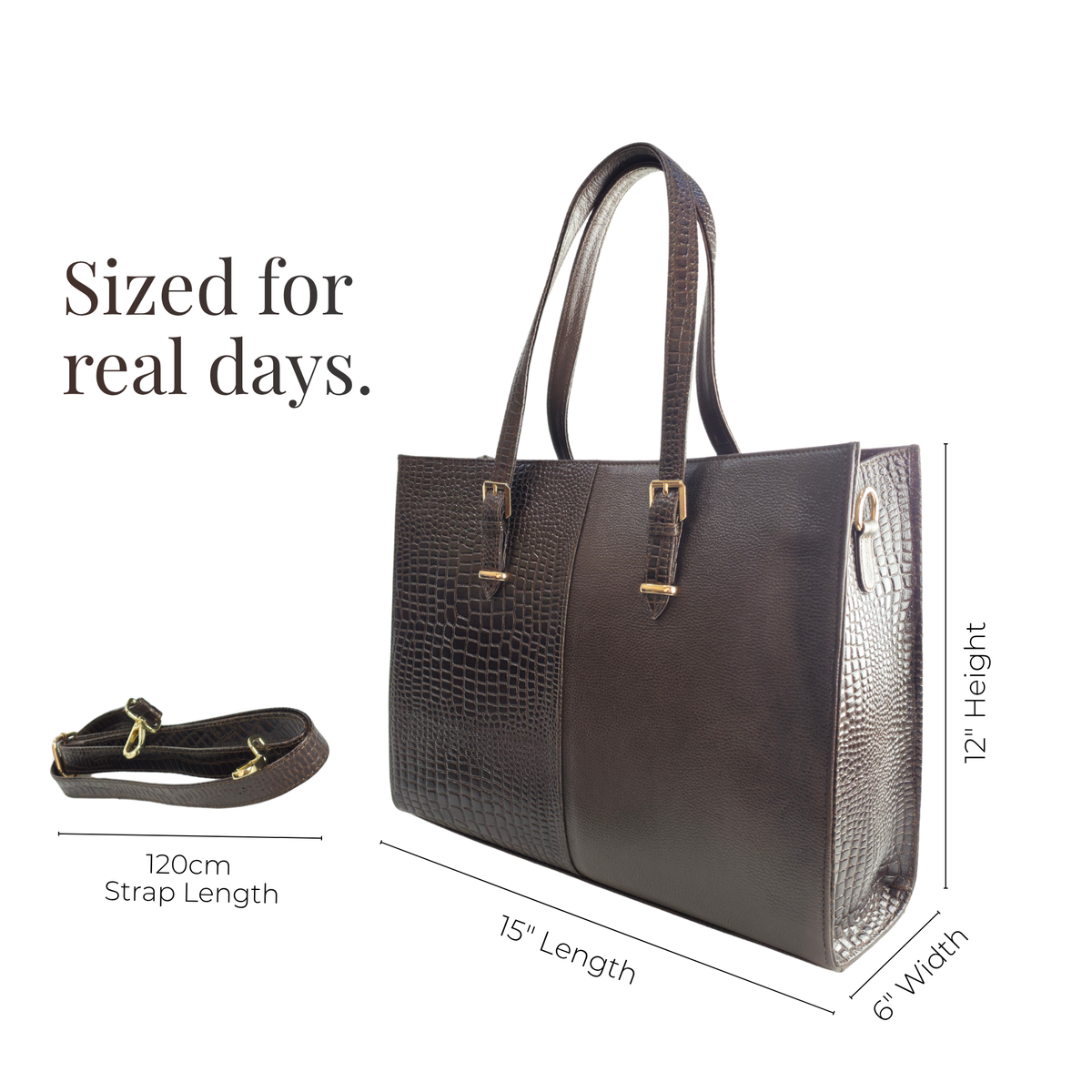 TANHOOD Latina Women's Leather Tote – Dark Brown