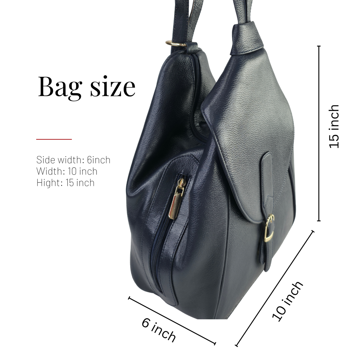 Tanhood Savona Navy Blue Genuine Leather Solid Pattern 2-in-1 Convertible Backpack & Tote Bag for Women | Stylish Travel & Daily Use Backpack Purse