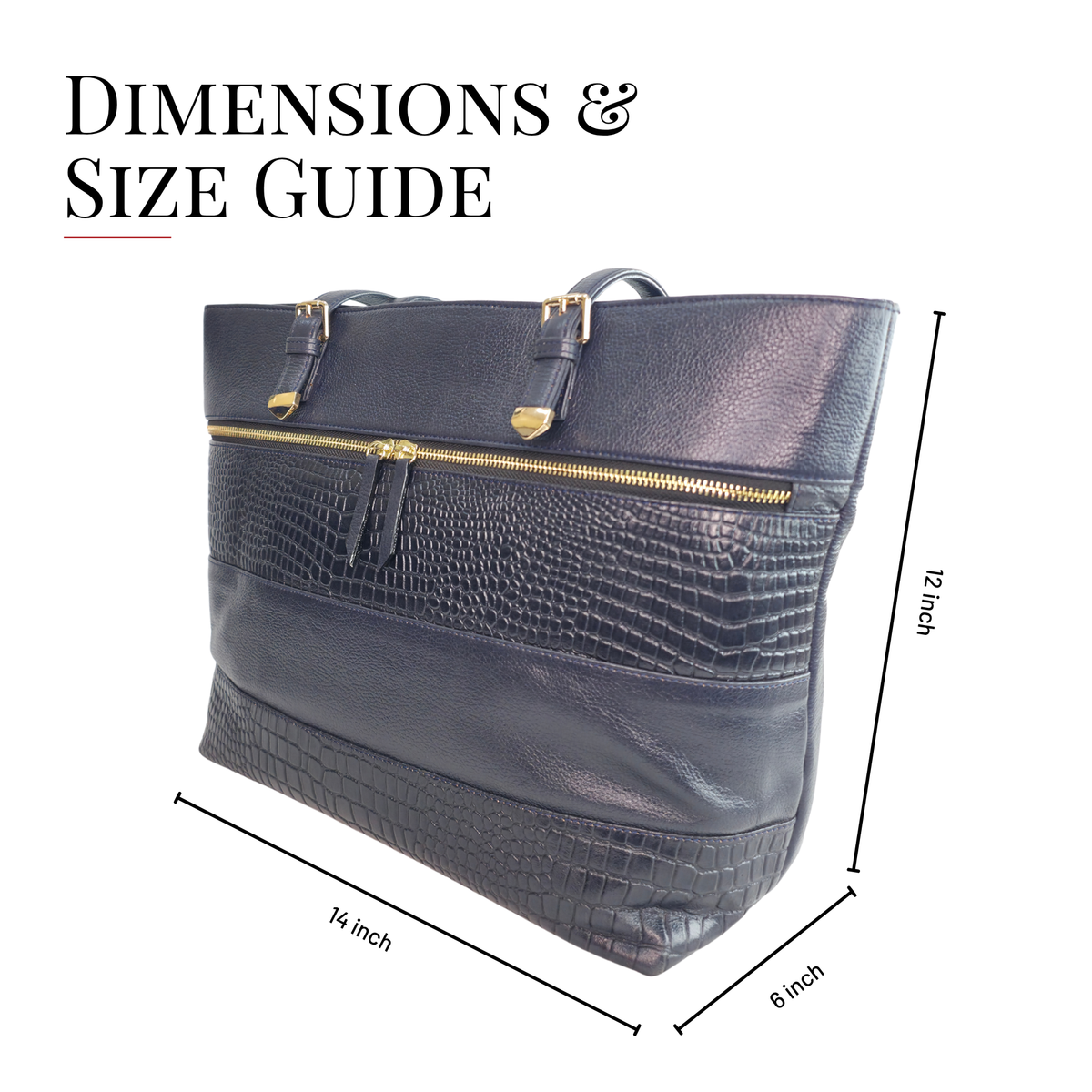 Tanhood Milan Navy Blue Genuine Leather Solid & Croco Pattern Women Tote Bag | Office Shoulder Handbag for Work, Travel & Everyday Carry